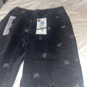 butterfly embroidered mom jeans